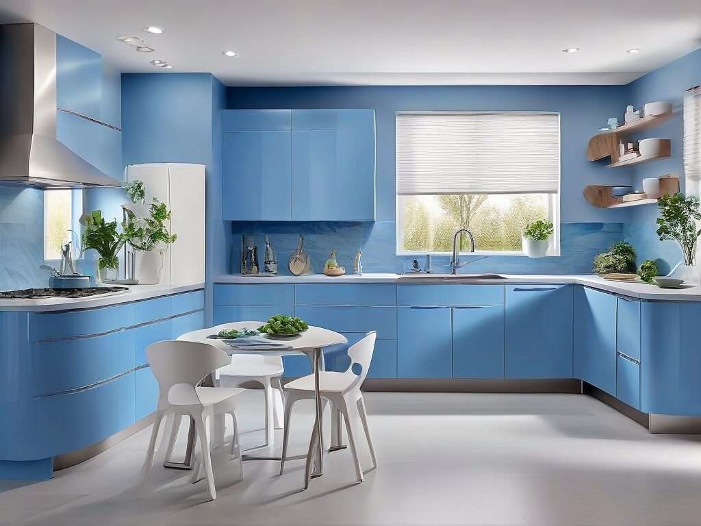 blue acrylic kitchen design