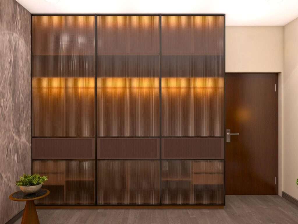 glass wardrobe design for bedroom